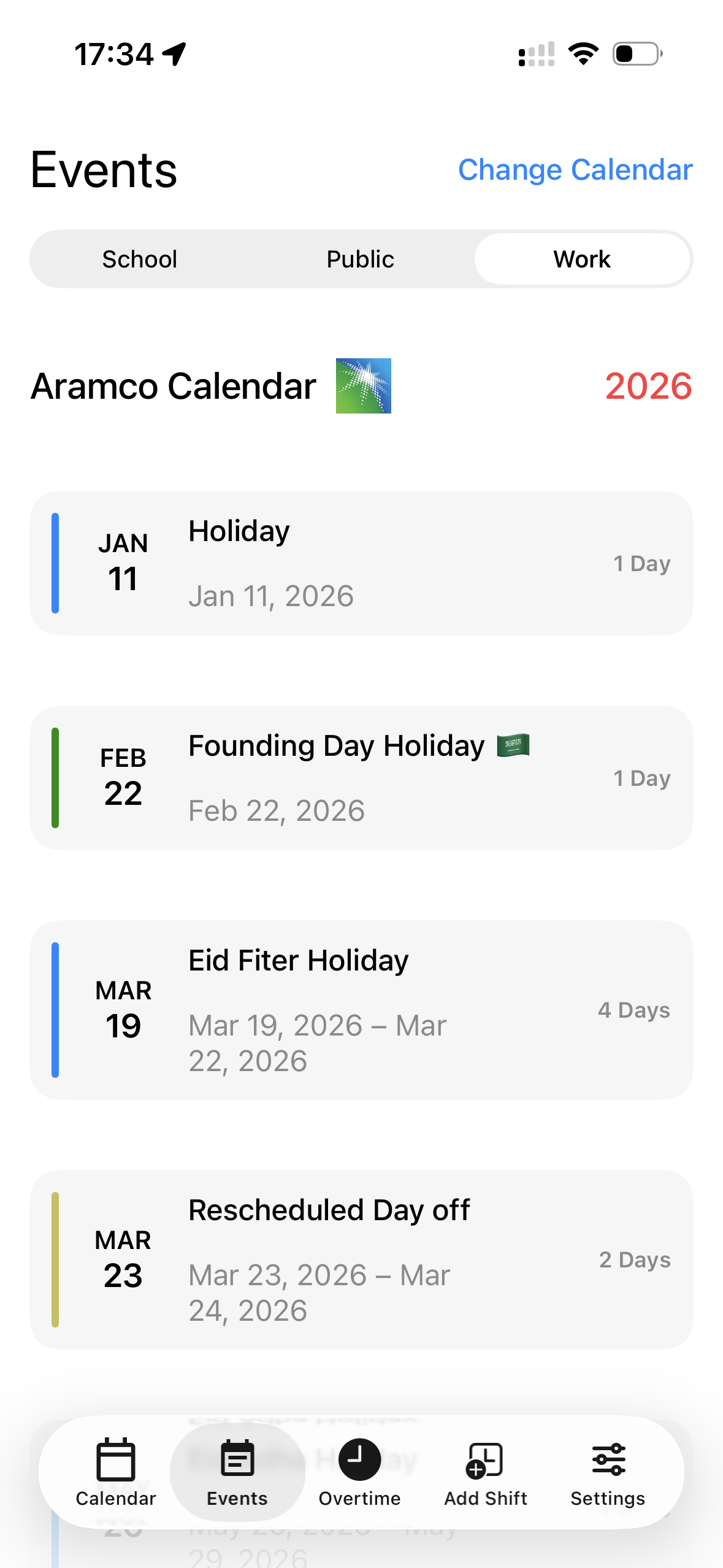 Zam Calendar - Schedule View